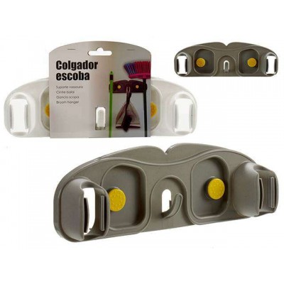 COLGADOR ESCOBAS PLASTICO SURT 2 COLORES          