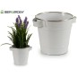 CUBO METAL BLANCO FILO PLATA 16.5X19.5X14.5 CM