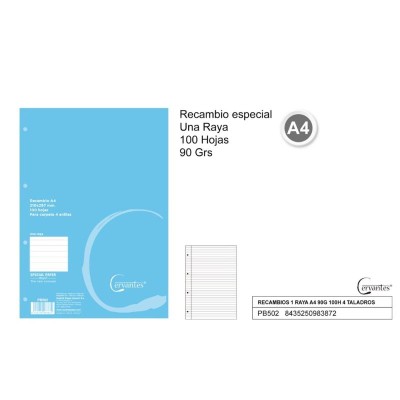 RECAMBIOS 1 RAYA A4 90G 100H 4 TALDA