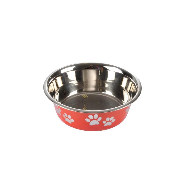 TAZON MOTIVO PATAS INOX 17 CM ROJO BRILLANTE