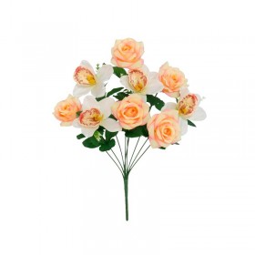 RAMO ROSAS-ORQUIDEA X 9 44CM. TE