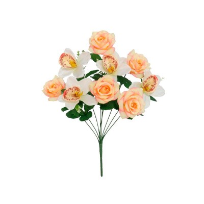 RAMO ROSAS-ORQUIDEA X 9 44CM. TE