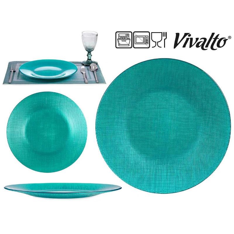 PLATO VIDRIO 27 CM TURQUESA
