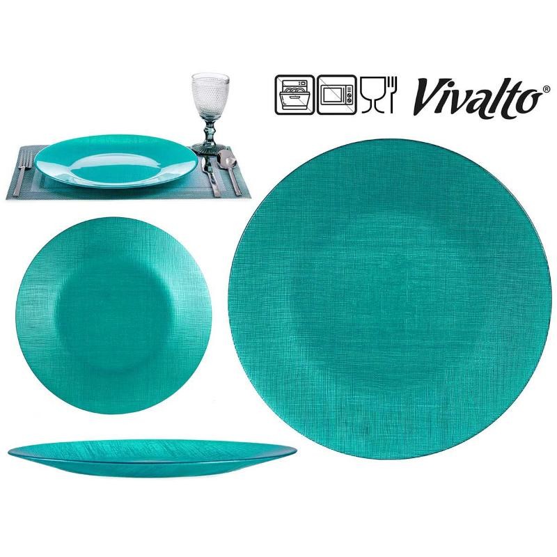 PLATO VIDRIO 32 CM TURQUESA