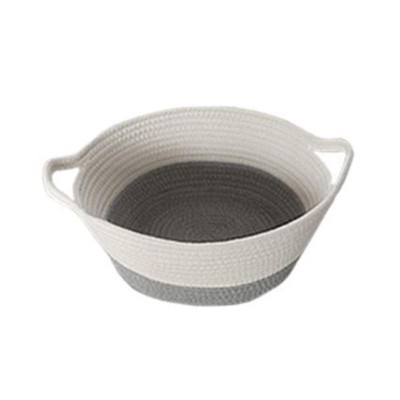 CESTO CUERDA OV GRIS/BLANCO 28*28*15 CM