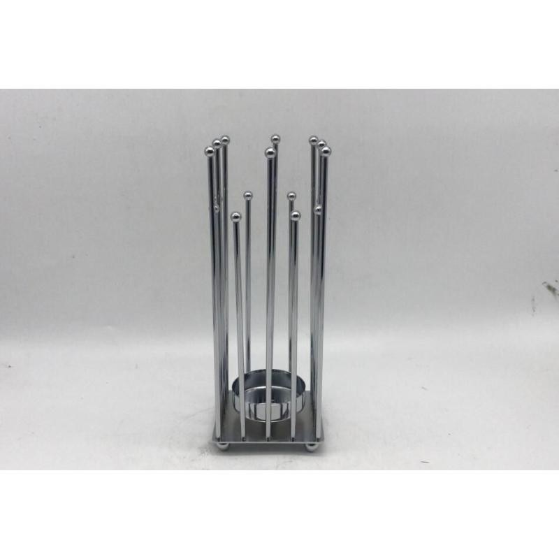 PORTAVELAS METAL PLATA 10*10*28H CM