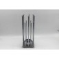 PORTAVELAS METAL PLATA 10*10*28H CM