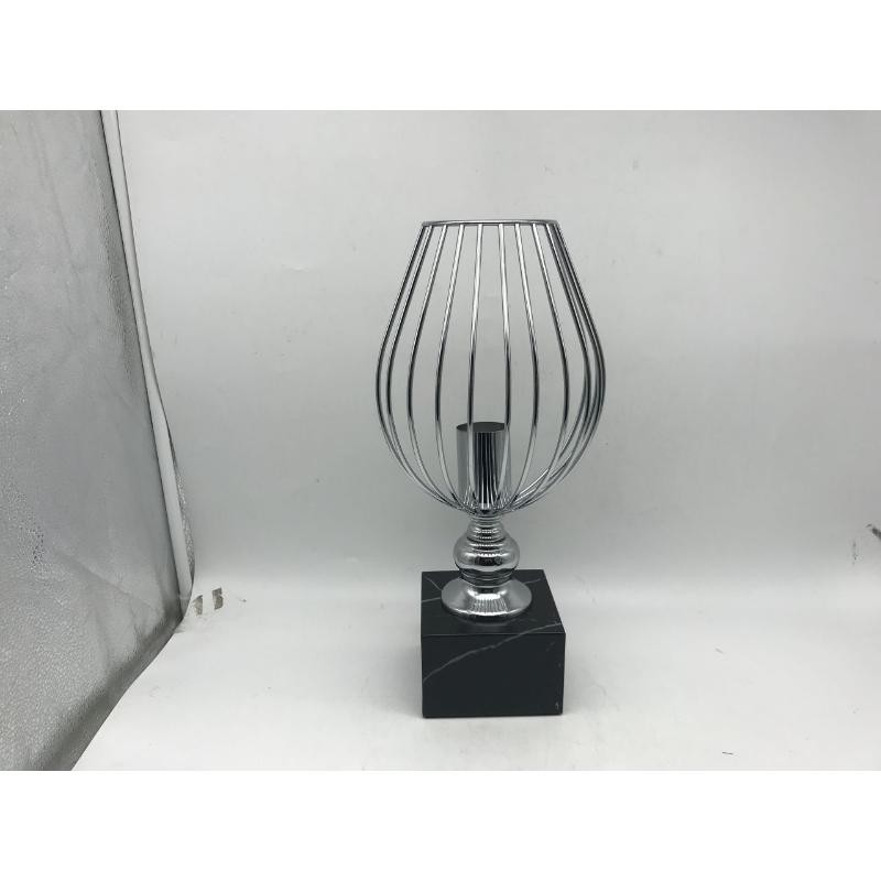 PORTAVELAS METAL PLATA 18*15*37H CM