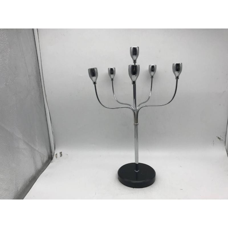 PORTAVELAS METAL PLATA 26*23*43H CM