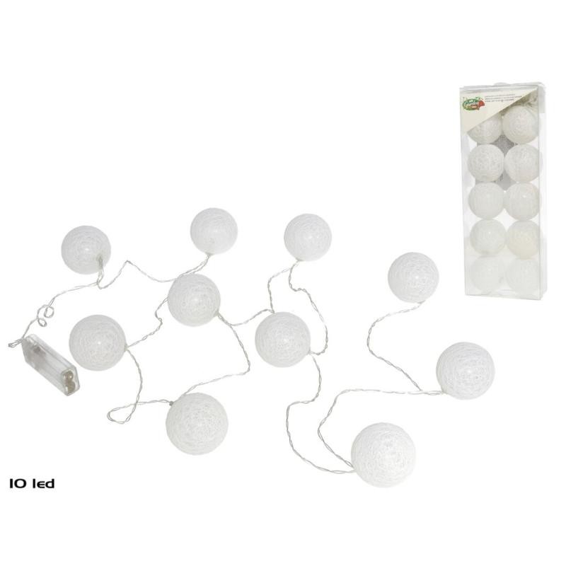 GUIRNALDA 10 LED BOLAS 6 CM BLANCA