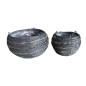 SET 2 MACETERO COLGAR MIMBRE GRIS 23X15 CM.