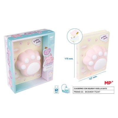CUADERNO CON SQUISHY HUELLA GATO