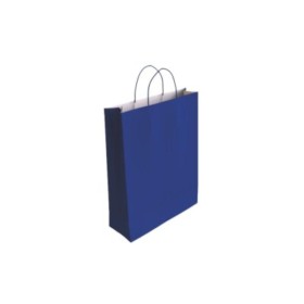 BOLSA PAPEL CELULOSA AZUL M 27X12X37 CM