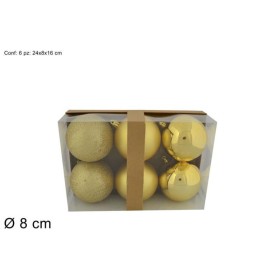 BOLAS 8 CM 6 PZS BRILLO /BRILLO/MATE ORO