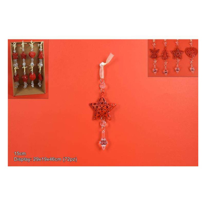 APPENDINO METALLO C/PENDENTE DIAMANTE 4ASS.ROSSO  