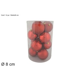 BOLA 8 CM 12 PZ BRILL/OPACA/MATE ROJO EN CAJA