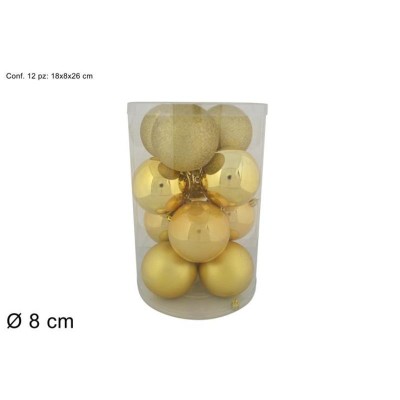 BOLA 8 CM 12 PZ BRILL/OPACA/MATE ORO EN CAJA