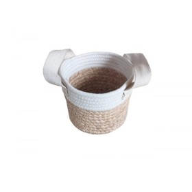 CESTO CUERDA REDONDO NATURAL BLANCO 20X17 CM.