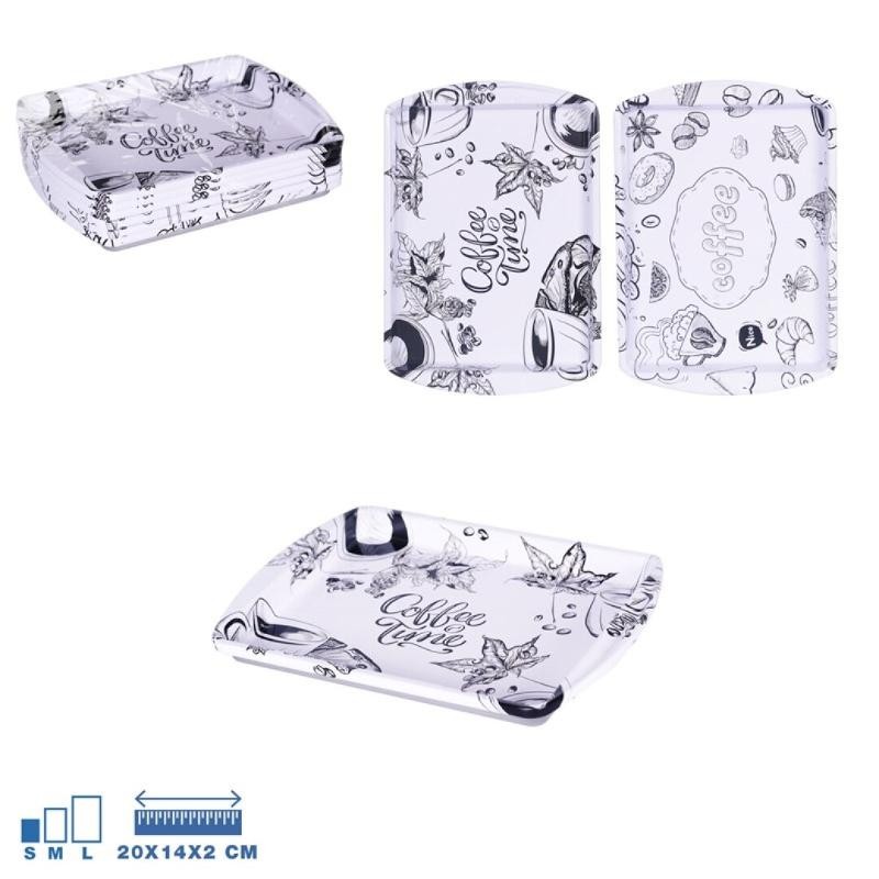BANDEJA RECTANGULAR COFFE TIME METAL SURT