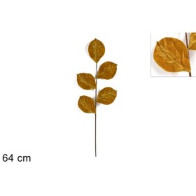 TALLO HOJAS TERCIOPELO 64 CM. ORO