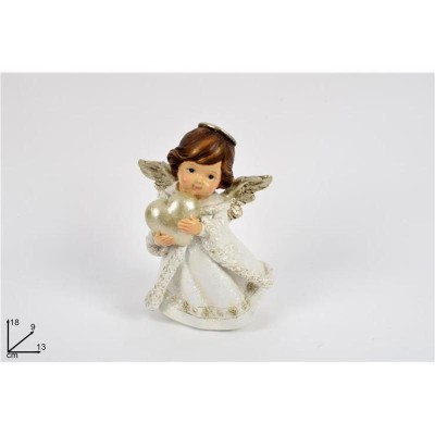 VESTIDO ANGEL CON CORAZÓN BLANCO GLITTER 18CM.