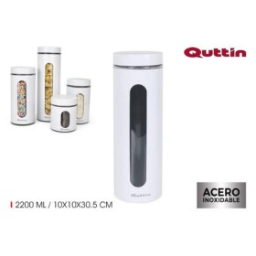 TARRO VIDRIO / ACERO 2200 ML BLANCO QUTTIN