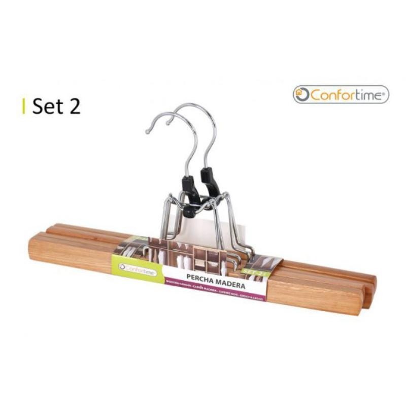 SET 2 PERCHAS MADERA PANTALON 30 CM CONFORTIME