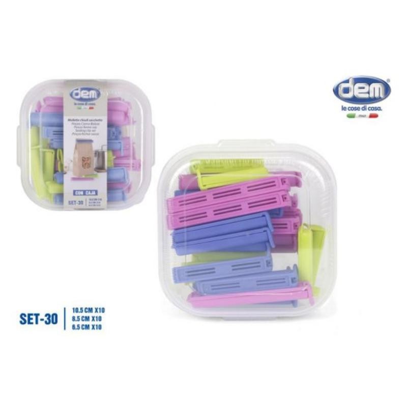 SET 30 PINZAS CIERRA-BOLSAS C/CAJA DEM
