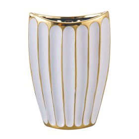 FLORERO PORCELANA BLANCO/ORO 21X12X31 CM.