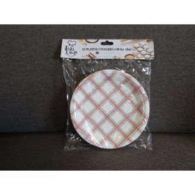 PLATOS 25 UDS CTON/BIO CUAD. AZUL 18CM RD         