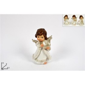 ANGELO C/SIMBOLO NATALE VESTITO BIANCO GLITTER 14CM.