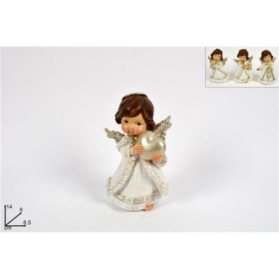 ANGELO C/SIMBOLO NATALE VESTITO BIANCO GLITTER 14CM.
