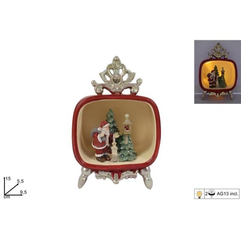 TELEVISOR CON PAPA NOEL C/LUZ 15 CM