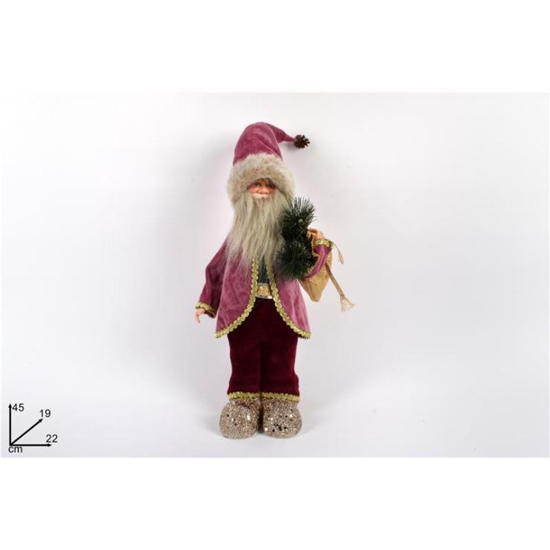 PAPÁ NOEL CON CHAQUETA DE TERCIOPELO ROSA