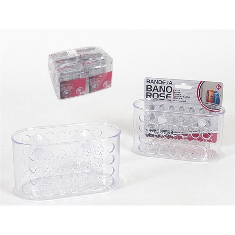 BANDEJA BAÑO ROSE 16X8X8 C/VENTOSAS TRAN
