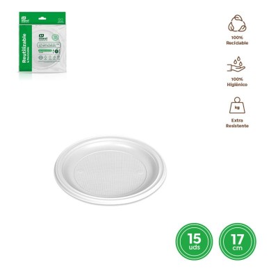 PLATO LLANO REDONDO BLANCO 17 CM REUTILIZABLE