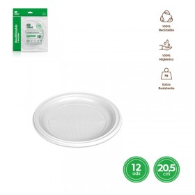 PLATO LLANO REDONDO BLANCO 20.5 CM REUTILIZABLE