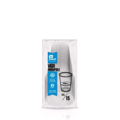 VASO IRROMPIBLE TRANSPARENTE 350CC PP 15 UDS