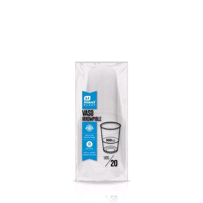 VASO IRROMPIBLE TRANSPARENTE 300CC PP 20 UDS