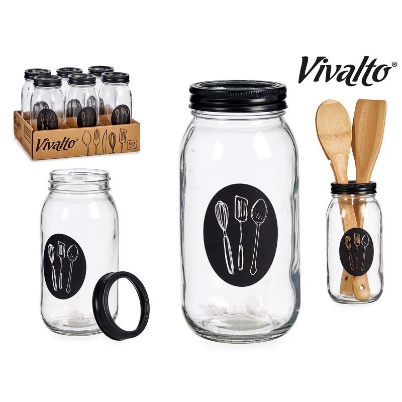 CUBERTERO VIDRIO CON TAPA METAL PALAS