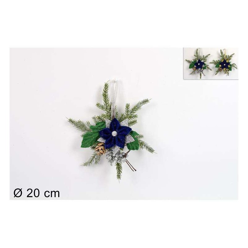 APPENDINO C/FIORE NATALIZIO 20CM BLU 2ASS         