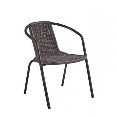 SILLA EXTERIOR PVC/METAL MARRON 55*59*71 CM