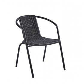 SILLA EXTERIOR PVC/METAL NEGRA 55*59*71 CM