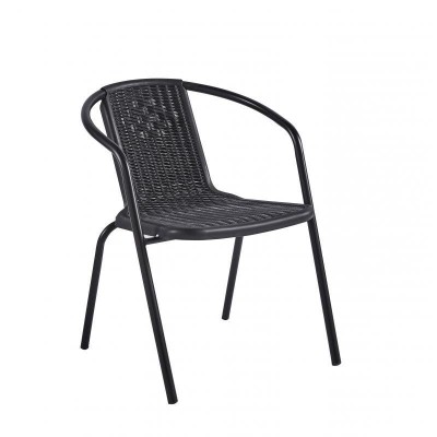 SILLA EXTERIOR PVC/METAL NEGRA 55*59*71 CM
