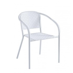SILLA EXTERIOR PVC/METAL BLANCA 55*52*75 CM