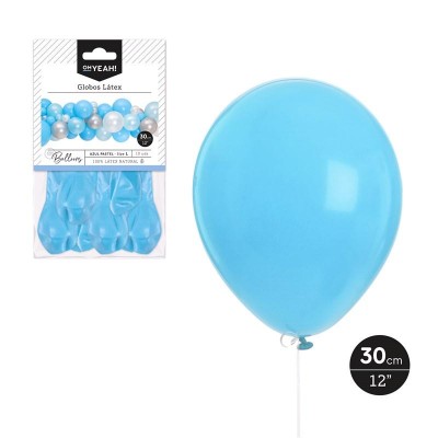 GLOBO AZUL PASTEL 30 CM LATX 10 UDS