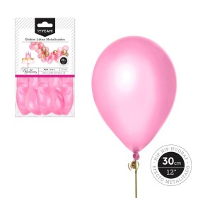 GLOBO ROSA METALIZADO 30 CM LATX 10 UDS