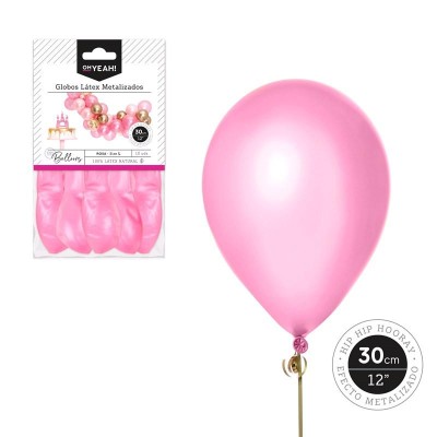 GLOBO ROSA METALIZADO 30 CM LATX 10 UDS