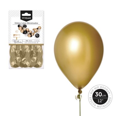 GLOBO ORO METALIZADO 30 CM LATX 10 UDS