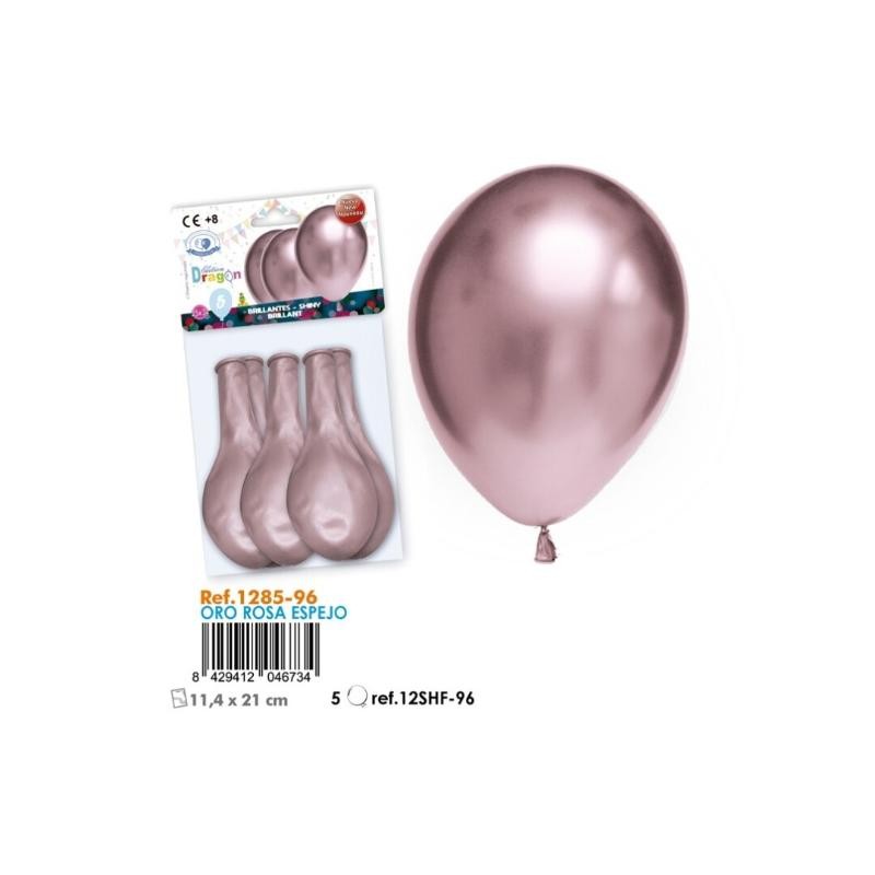 5 GLOBOS ROSA ORO ESPEJO EDITION DRAGON